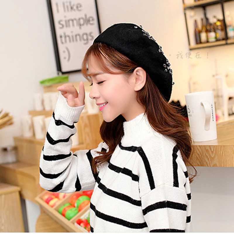 VISROVER Women Wool Winter Beret DIY Female Rhinestone Wool C Autumn Winter Hat Solid Color Top Quality Women Beret Wholesale XJ250807