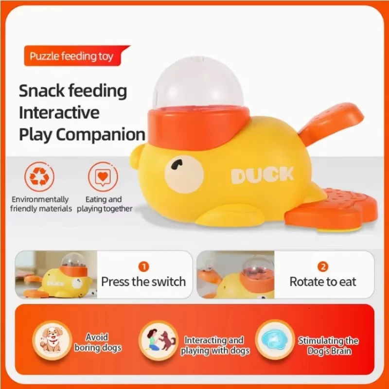 1Pc Intelligent Dog Automatic Feeder Cat Dog Puzzle Feeder Interactive Pet Food Treat Dispenser Cartoon Duck Anti-slip Pe 250805