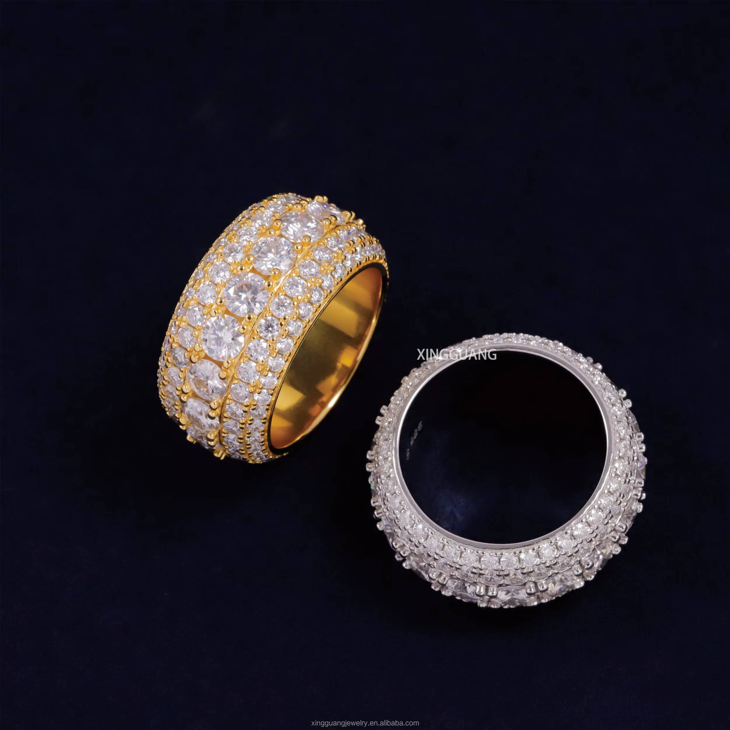 2025 Fine Jewelry Mens Rock 925 Silver Gold Moissanite Ring Collections Pass Diamond Tester VVS Iced Rings Diamond Hip Hop Rings