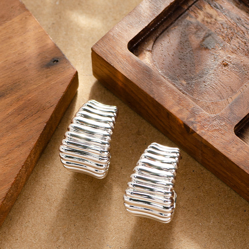 Fashion Minimalist Style Surface Emed Letter C-shaped Earrings for Women High-end Sier Needle Ear Jewelry