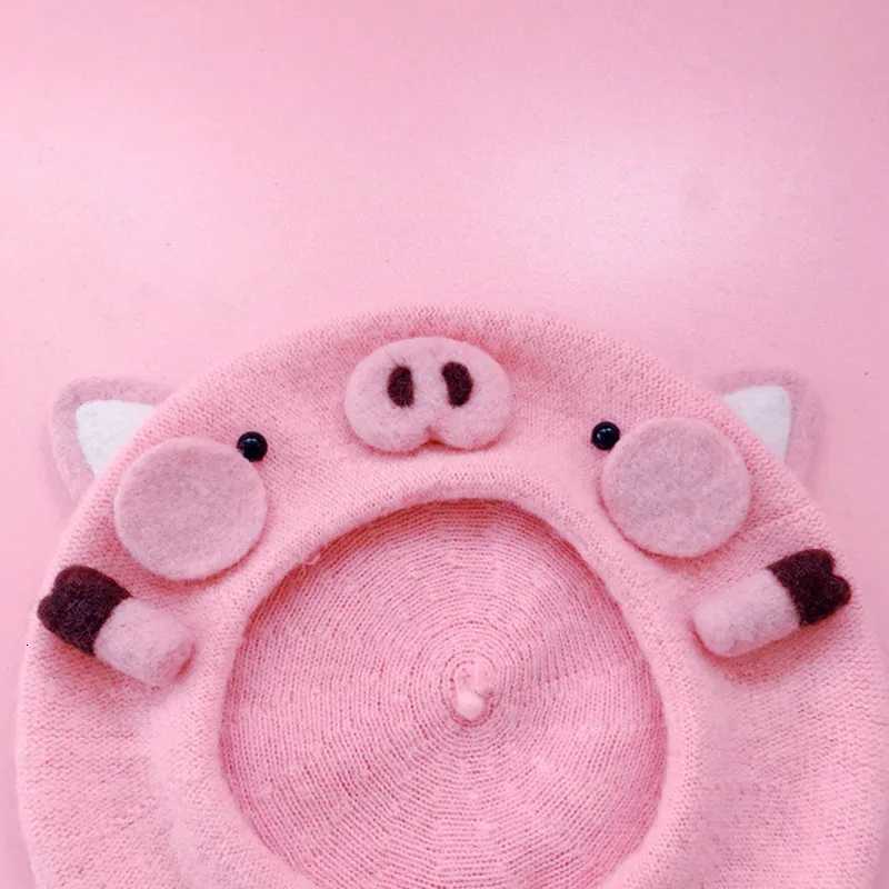 Womens beret hat cute pink piggy hat autumn and winter wool warm girl hat outdoor newsboy hat wholesale walking hat XJ250807