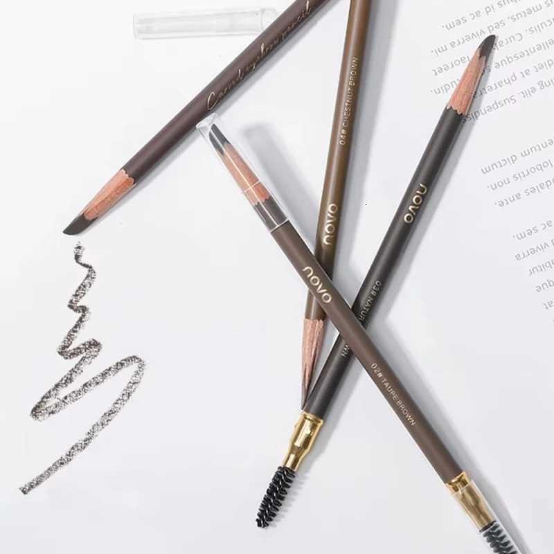 Wild Line Eyebrow Pencil High Quality Pull Eyebrow Pencil Waterproof Hard Core Flat Head Pencil White Black Leather Makeup Pen W250807