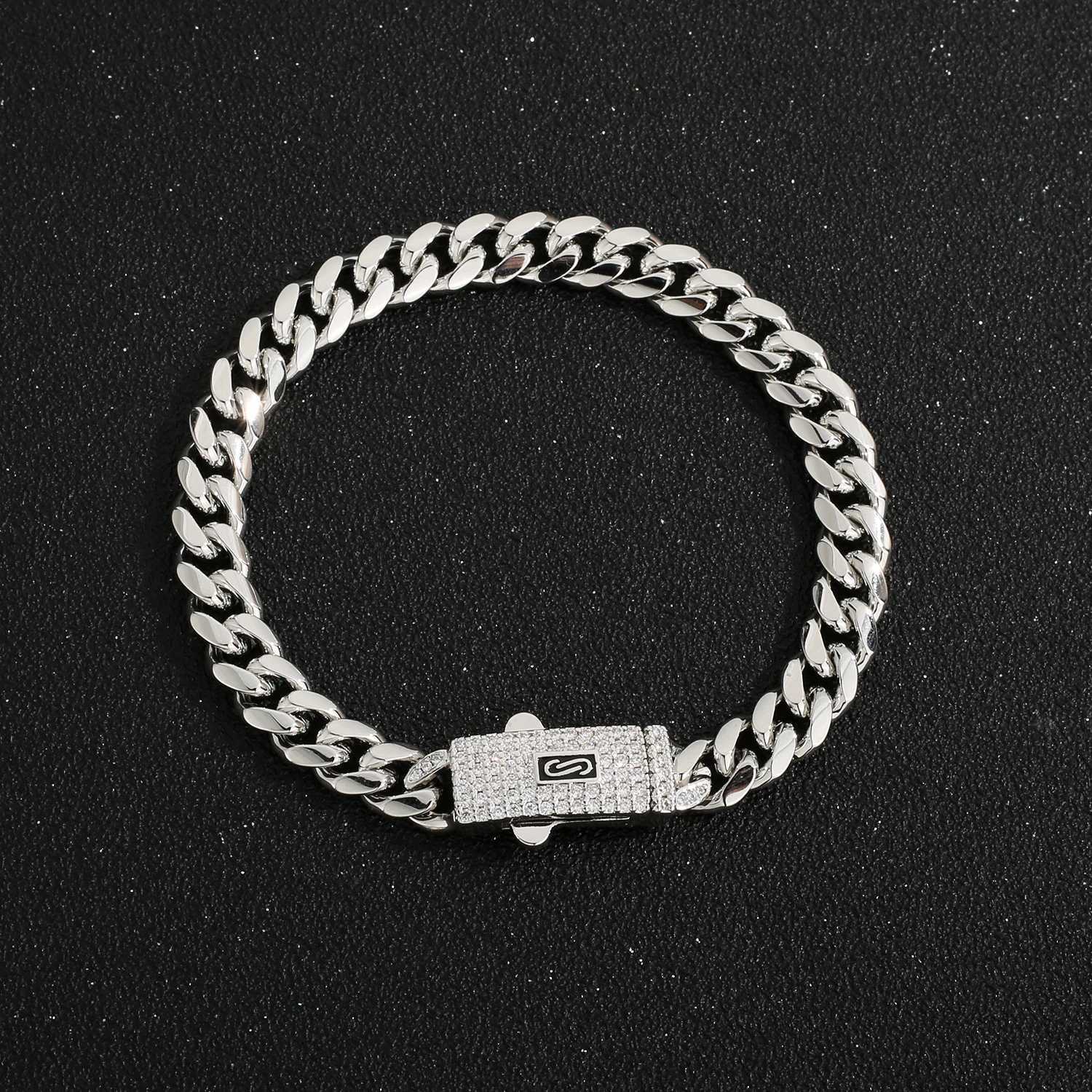 Silver Monaco anklet width 4N6N8N length 23cm25cm hip-hop anklet for men and women Y250805