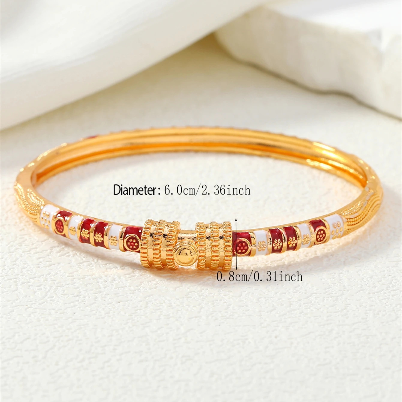 1 Middle Eastern Saudi Arabian Red Tie Totem Womens Fine Circle Buckle Open Bracelet 250805