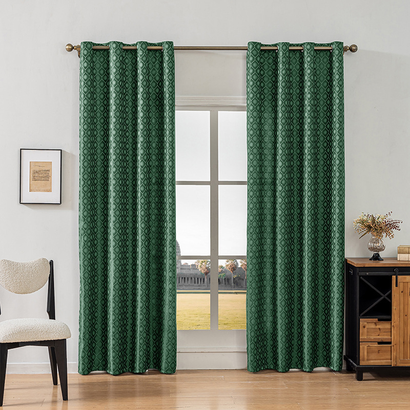 YL-36847 Thickened Double-sided Cotton and Linen Bedroom Curtain Fabric Soundproof Full Blackout Modern Simple Living Room Curtain Finished Product Wh