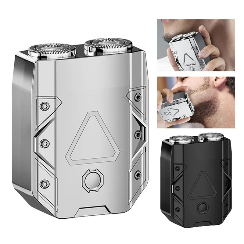 Iron Warrior Electric Shaver Double Floating Head Mini Beard Knife For Men Portable Travel Painless Cordless Face Razor Trimmer 250805