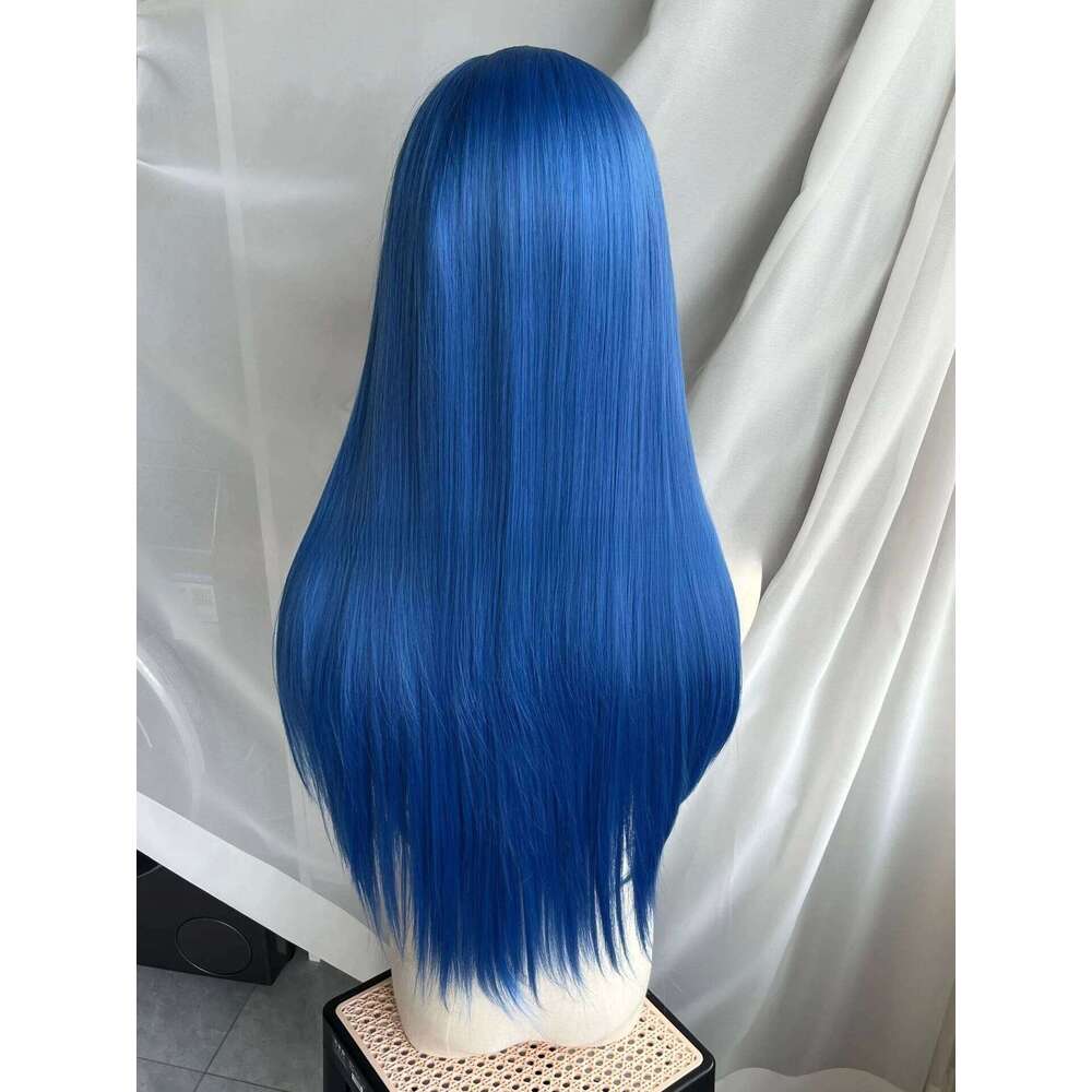 Royal Blue Lace Front 13*4 Long Straight Hair Heat-Resistant Fibers High Quality Synthetic Wig Cosplay Jinx Wigs