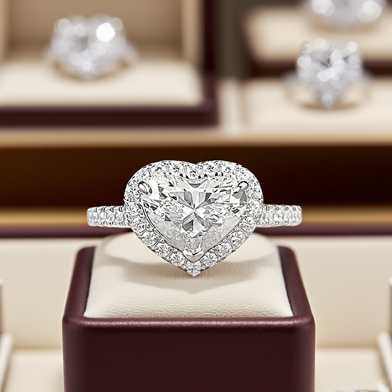 Hui Zhi Wing Jewelry New S Silver Fashion Socialite 7*9mm Full mond Heart Ring for Women Daily Classic Style