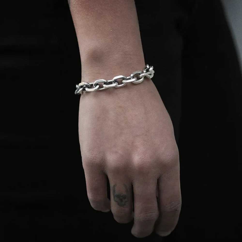 Punk Heavy Beveled Cable Chain Bracelet for Women Men Stainless Steel Chunky Thick Link Chain Bracelet Grunge Y2K Bracelet W250807