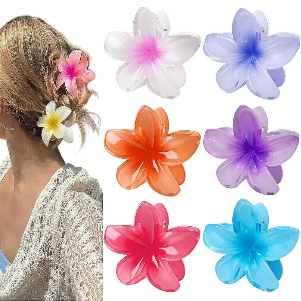 Flower Hair Claw Clips-Hawaiian Hair Clips for Women Summer Beach Essentials Hair Accessories Cute Large Clips U250807
