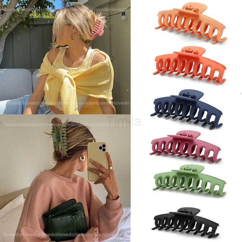 New Frosted Shell Shape Hair Clips Women Korean Simple Head Fixed Clip Ponytail Fashion Hairpin Girls Hair Accessories U250807
