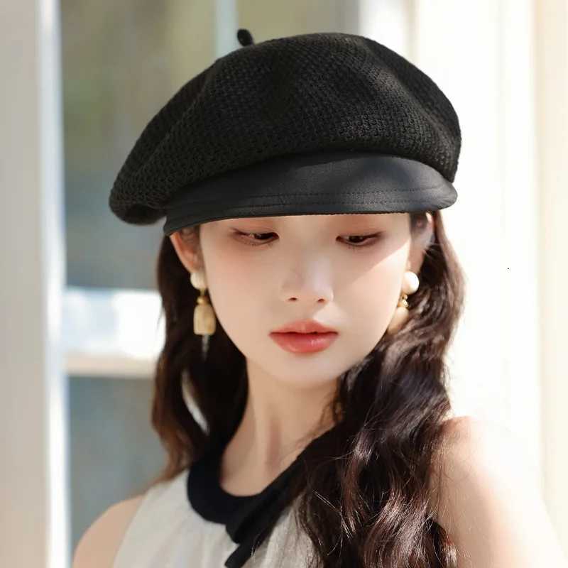 RICYGVM Summer Mesh Berets For Women Hollow Breathable Octagonal C Art Retro Pumpkin Hat Fashion Girls Sun Protection Visors XJ250807