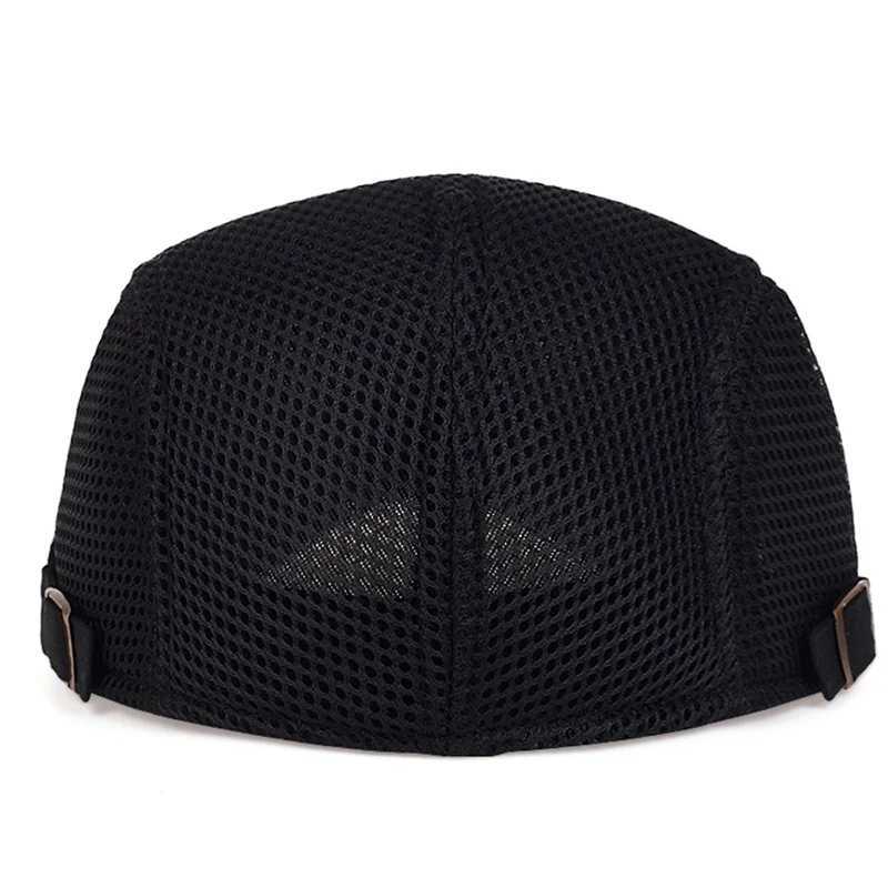 Summer Hollow Mesh Breathable Sun Hat Classic Solid Color Beret for Men and Women Universal Hats Outdoor Sports XJ250807