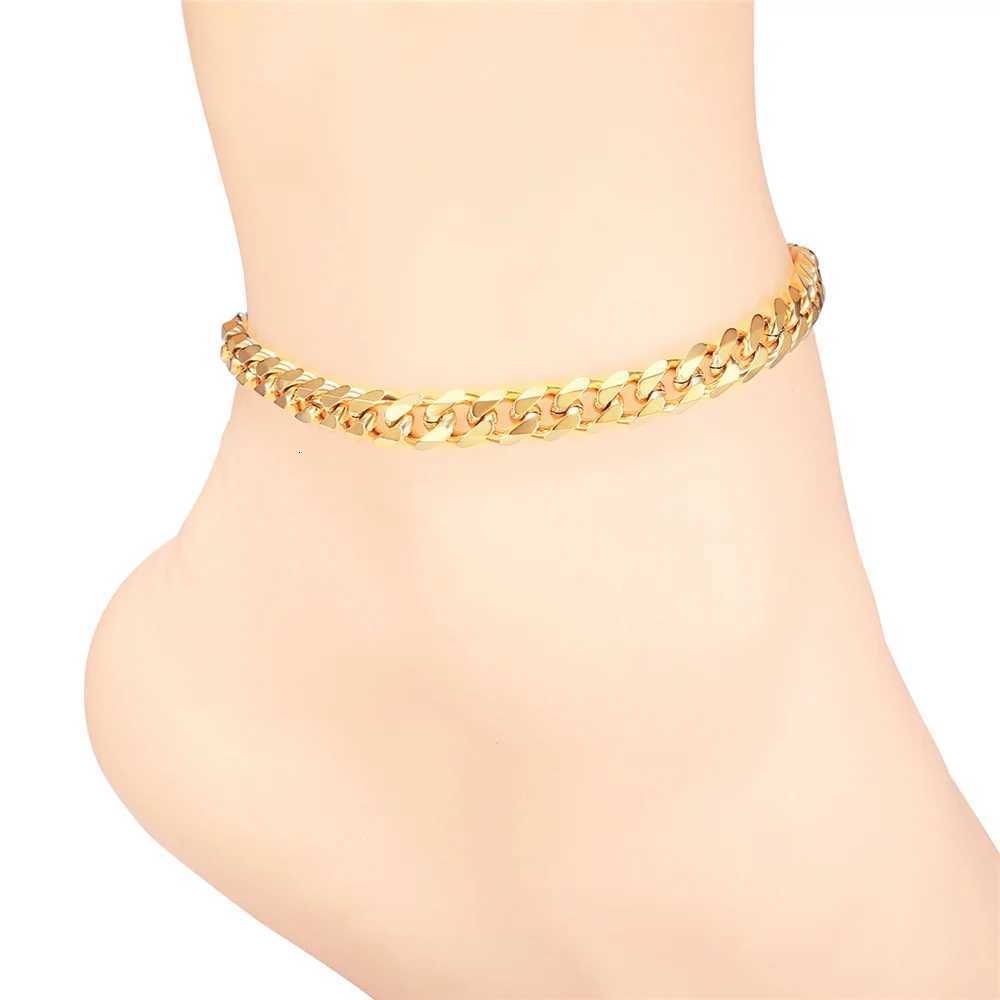 Vintage Ankle For Women Bohemian Gold Color Cuban Anklets Summer Beach Girls Barefoot Leg Chain Boho Jewelry Y250805