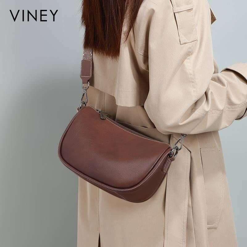 VINEY Women 2025 New Women's Messenger Pillow Genuine Leather Dumpling High-end Shoulder Bag