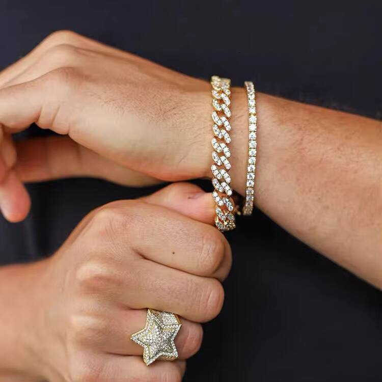 Pass the Diamond Tester Hip Hop Chain 6mm Wide 18k Gold S925 Sterling Silver VVS Moissanite Diamond Cuban Link Chain