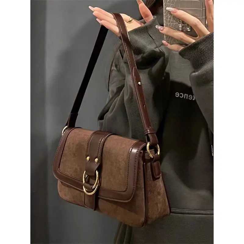 Faux Suede Womens Shoulder Bag Maillard Style Ladies Underarm Bags Simple Female Crossbody Bag Clutch Purse Handbags Z250807