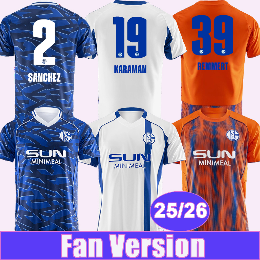 25 26 Schalke 04 Mens Soccer Jerseys SYLLA HOJLUND KARAMAN HAMACHE REMMERT SANCHEZ YOUNESS BACHMANN Home Away 3rd Football Shirts Child Suit Uniforms