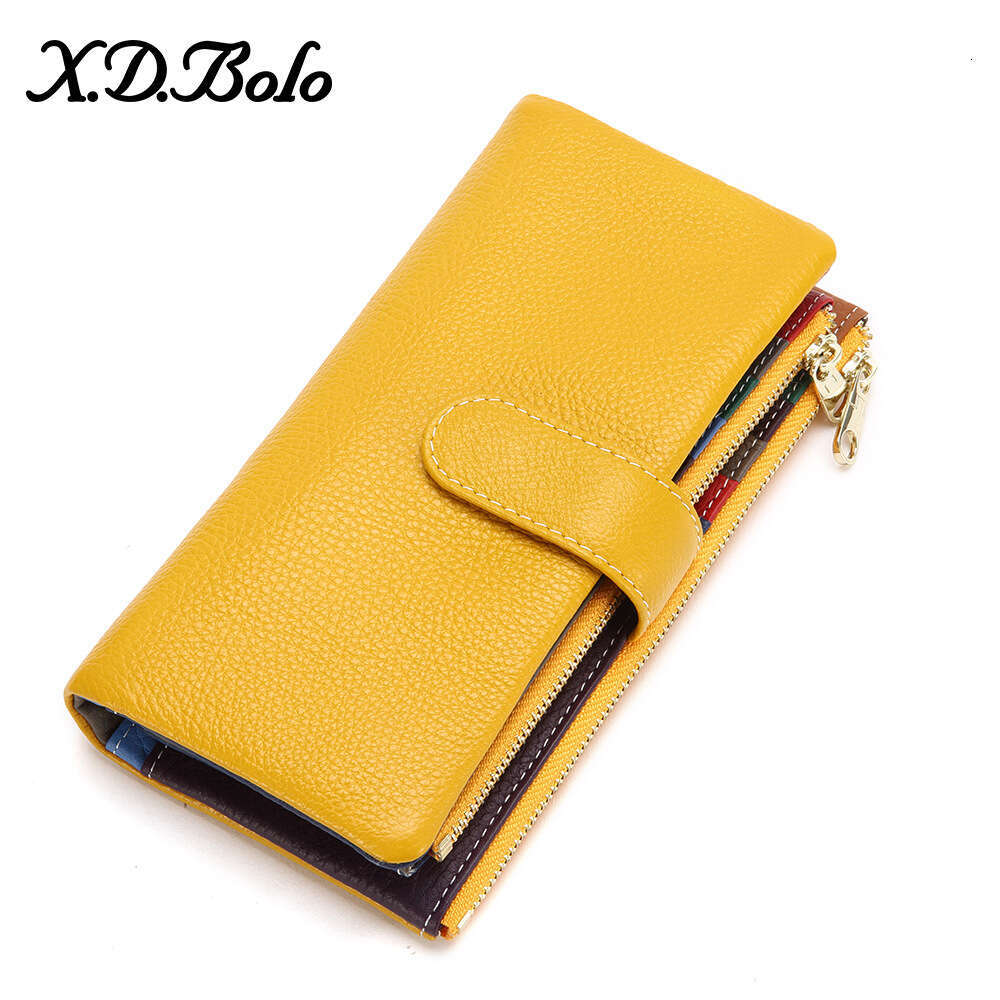 Wallet Long Zipper Japanese and Korean Style Multi-Card Slot Soft Cowhide Phone Bag Women's Purse B5 B5