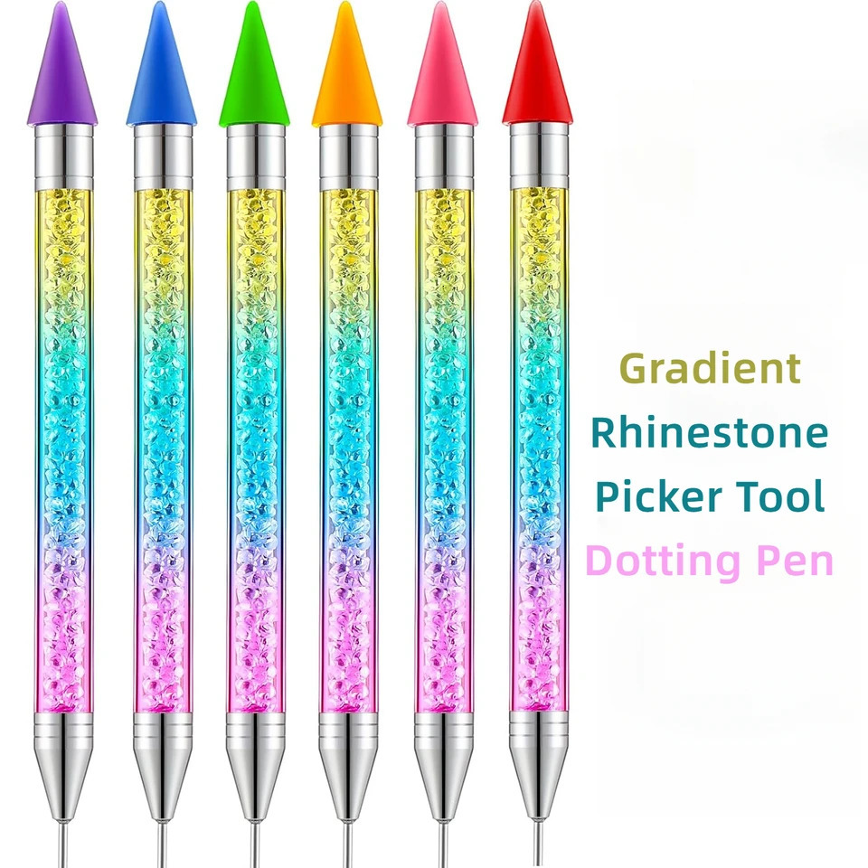 Gradient Rhinestone Picker Tool Dotting Pen Diamond Painting Pen Nail Dot Crystals Dual Ended Wax Pencil for Gems Nail Art DIY 250805