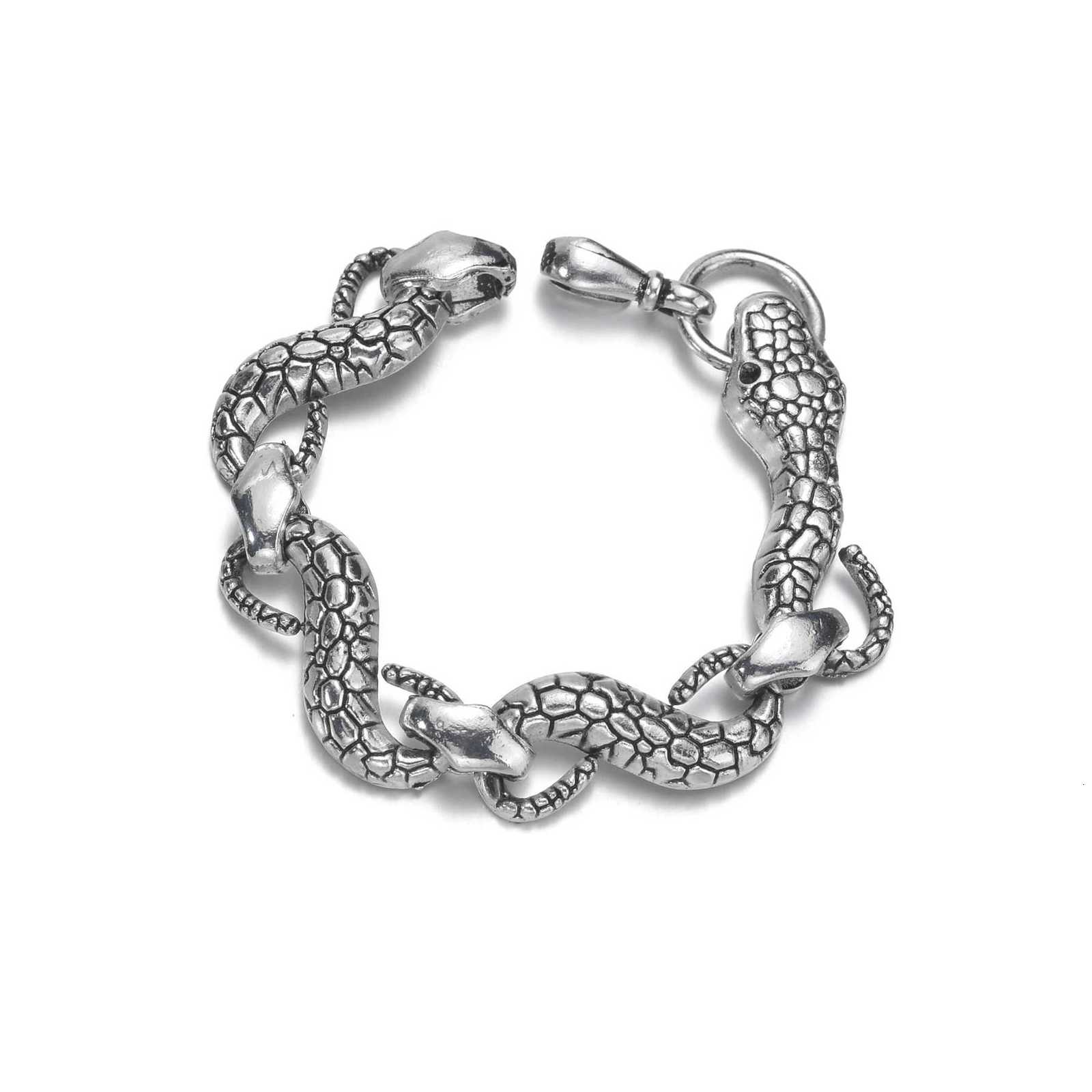 Punk Goth Stainless Steel Cuban Chain Viper Snake Bracelet for Men Fashion Animal Link Bracelet Wholesale Gift W250807