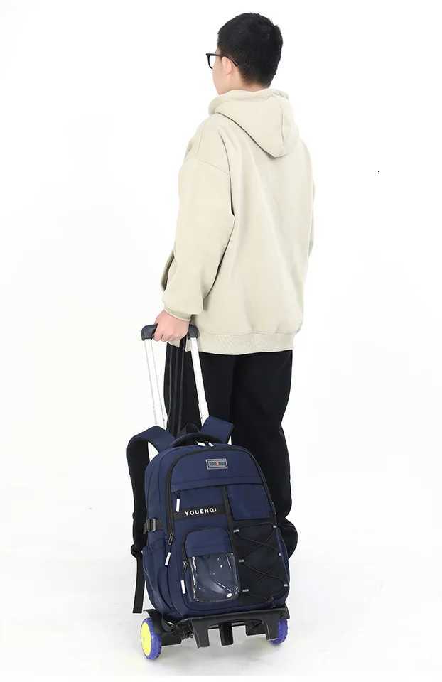 Children School bag With Wheels Students Backpacks For Boy Girls Teens Trolley Bag Kids Schoolbag Rolling Wheeled Backpack book G250807