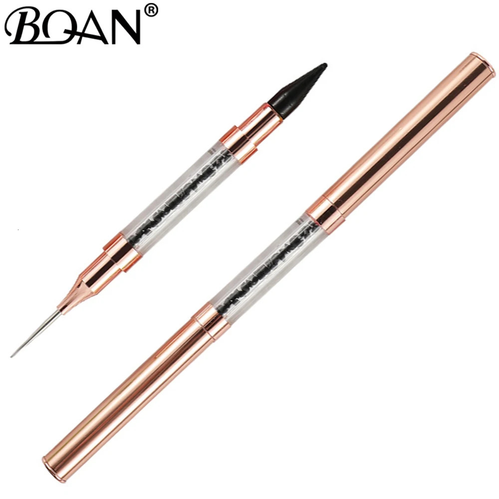BQAN 1 PCS Rose Gold Dual-ended Nail Dotting Pen Crystal Beads Handle Rhinestone Studs Picker Wax Pencil Manicure Nail Art Tool 250805