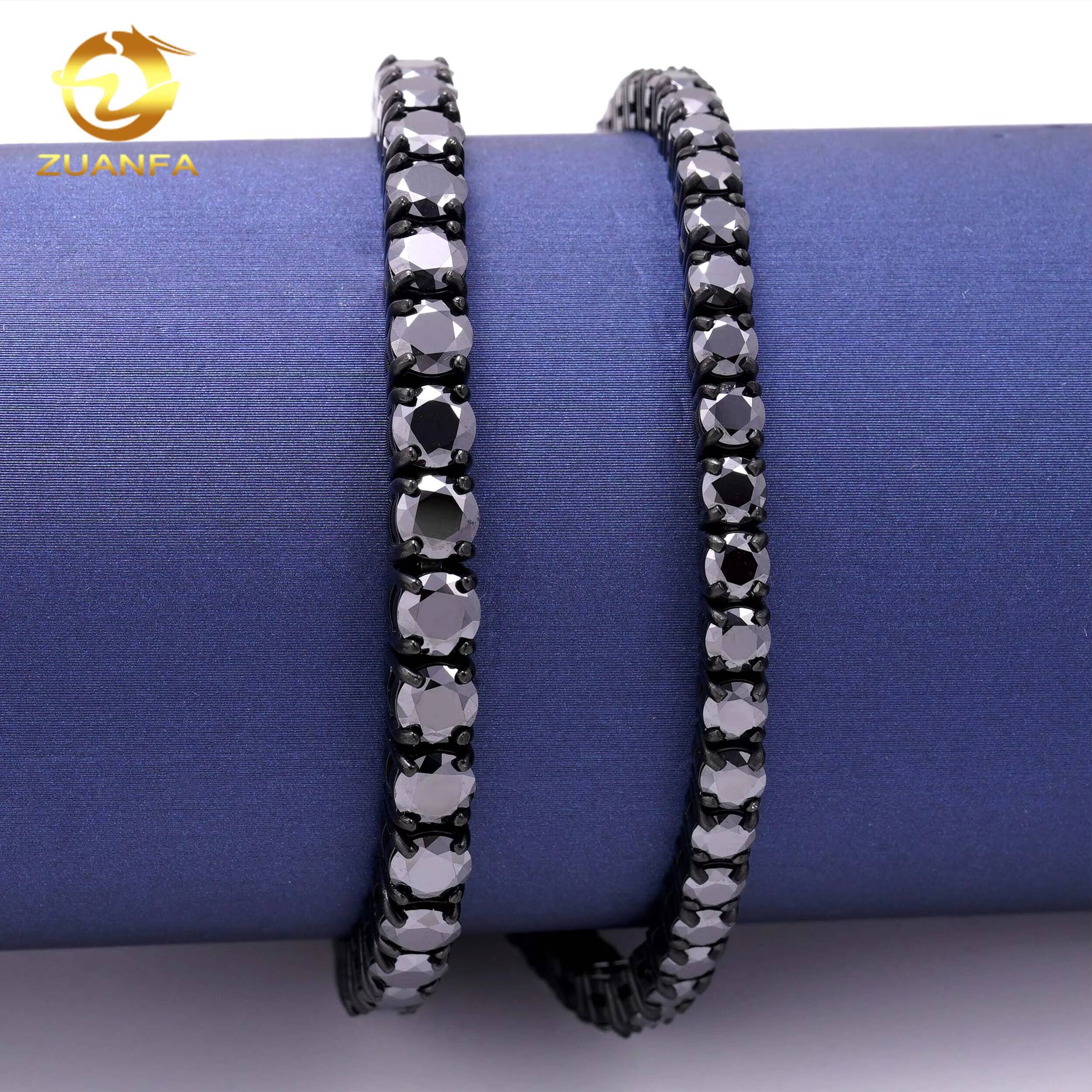 Ready to Ship Tennis Bracelet Lab Diamond No Tarnish Stainless Steel 316L Vvs Black Moissanite Tennis Chain
