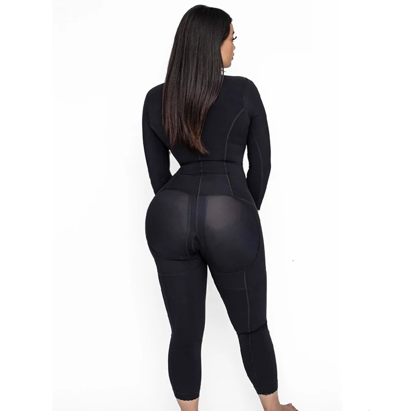 Women Full Body Shaper Colombian Shapewear Bodysuit PostpartumTummy Control Long Sleeve Faja With Bra Butt Lifter Plus Size 250805
