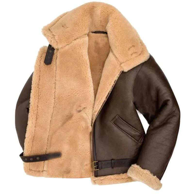 Men's Winter Men Faux Fur Jackets Solid PU Leather Warm Long Sleeve Fashion Soft Streetwear Coat Casual Thicken Outwear