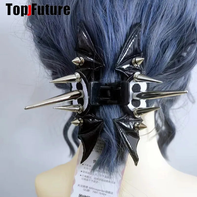 Streetwear Gothic Spike Hair Grab Punk Hip Hop Handmade Leather Bat Devil Clip Women claw Party Hair Accessories 250730
