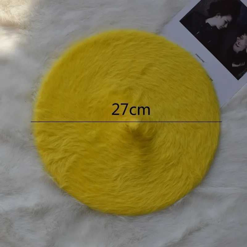 Winter Rabbit Fur Beret Hats Women French Painter Hat Girls Solid Color Soft Berets La Fashion Flat Wool Berets Wholesale XJ250807