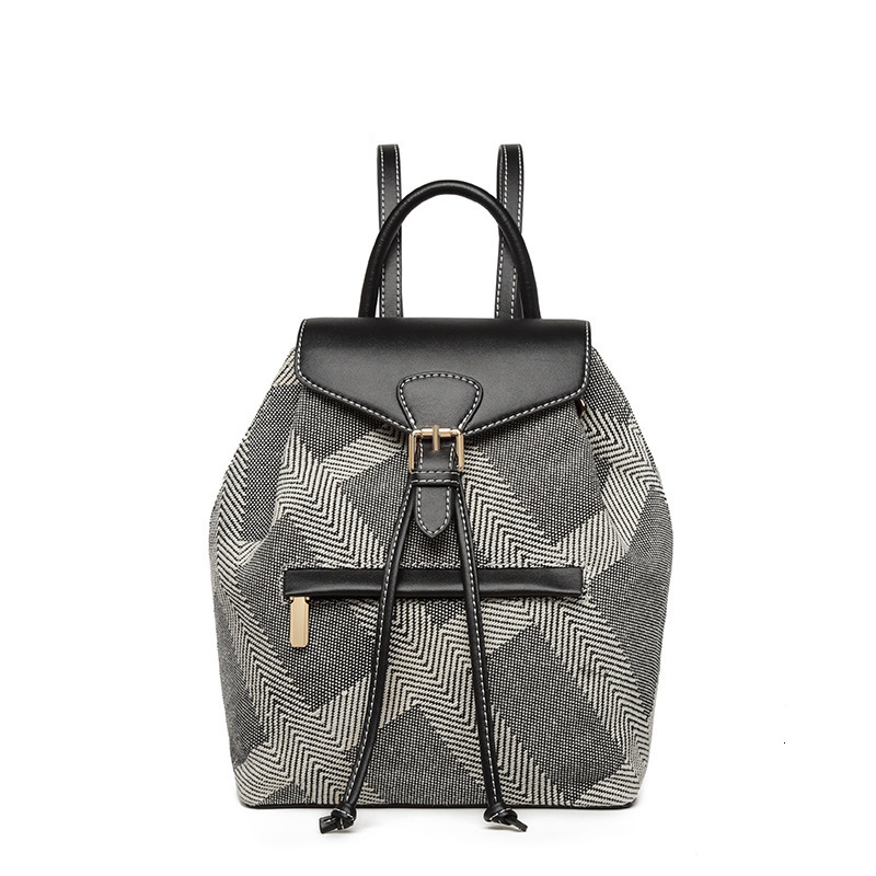 Trendy Womens Bag New Fashion Scottish Canvas ing Casual Versatile Travel Backpack R250807
