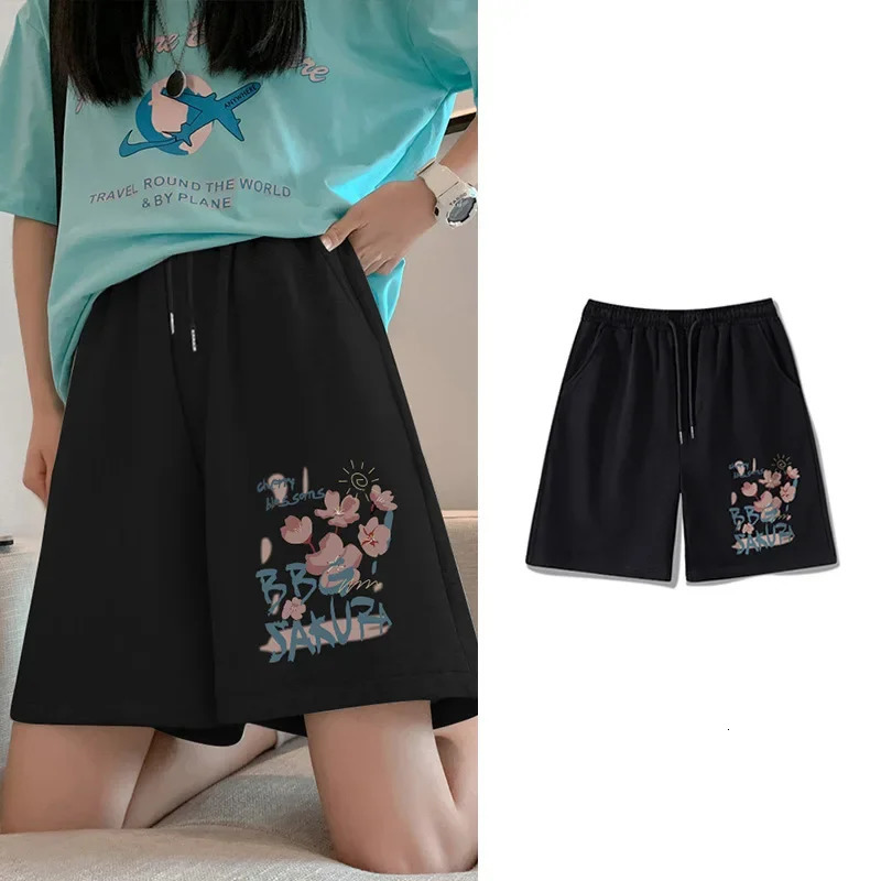 Plus Size FiveQuarter Short Pant Summer Loose Slimming Sporty Wide Leg Trousers Korean Style plus Pants 250805