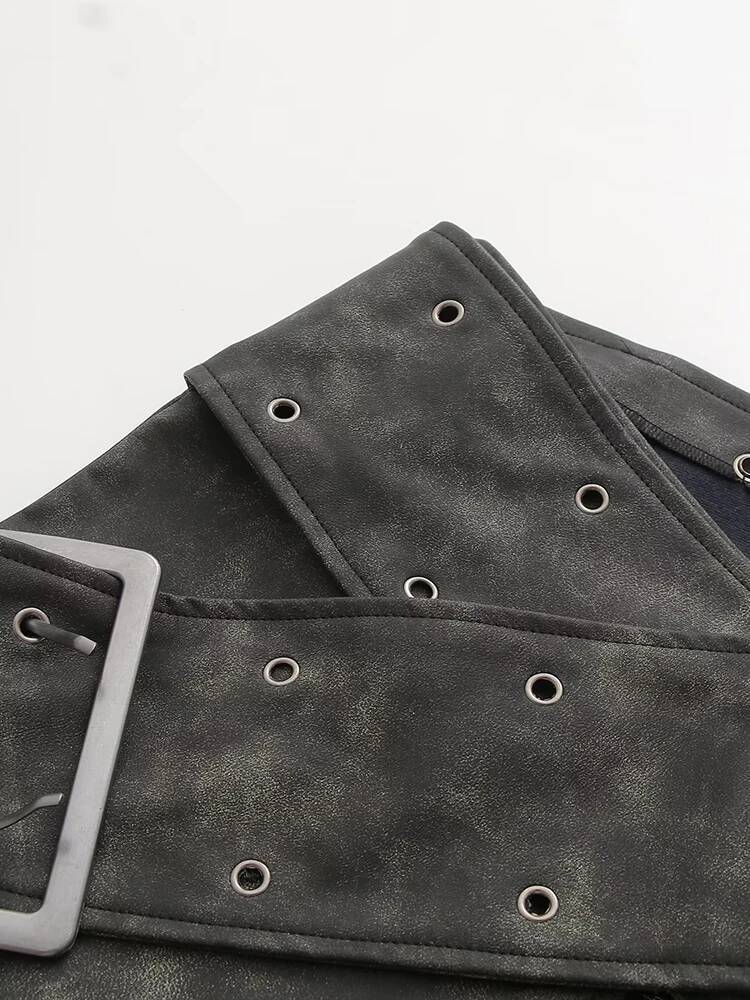 2025 Summer New Women's Street Wear Y trend K Retro Women's Korean Short Sexy Leather Mini Skirt Low Waist Pu Leather A-line Skirt Clothing 