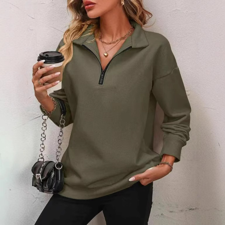 Free Shipping Designer Hoodie 2025 Foreign Trade Women's Half Zipper Long Sleeved Sportswear Fashion Pullover Hooded Sweatshirt