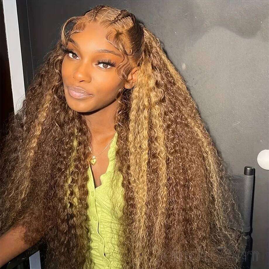 30 32 Inch Highlight Ombre Frontal Wig Human Hair 4/27 Colored 13X4 13X6 Deep Curly 4X4 5X5 Lace Closure Wigs