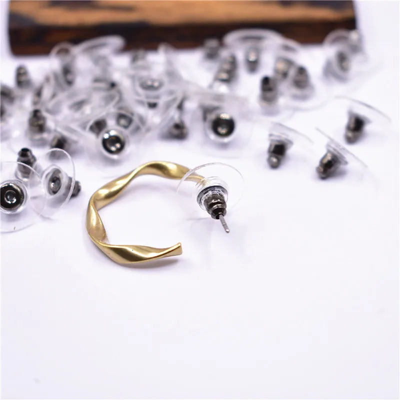 100pcs DIY Craft Accessories Silicon Stud Earring earrings Back Stoppers Ear Post Nuts Jewelry Findings Components Gold and Silv 250804