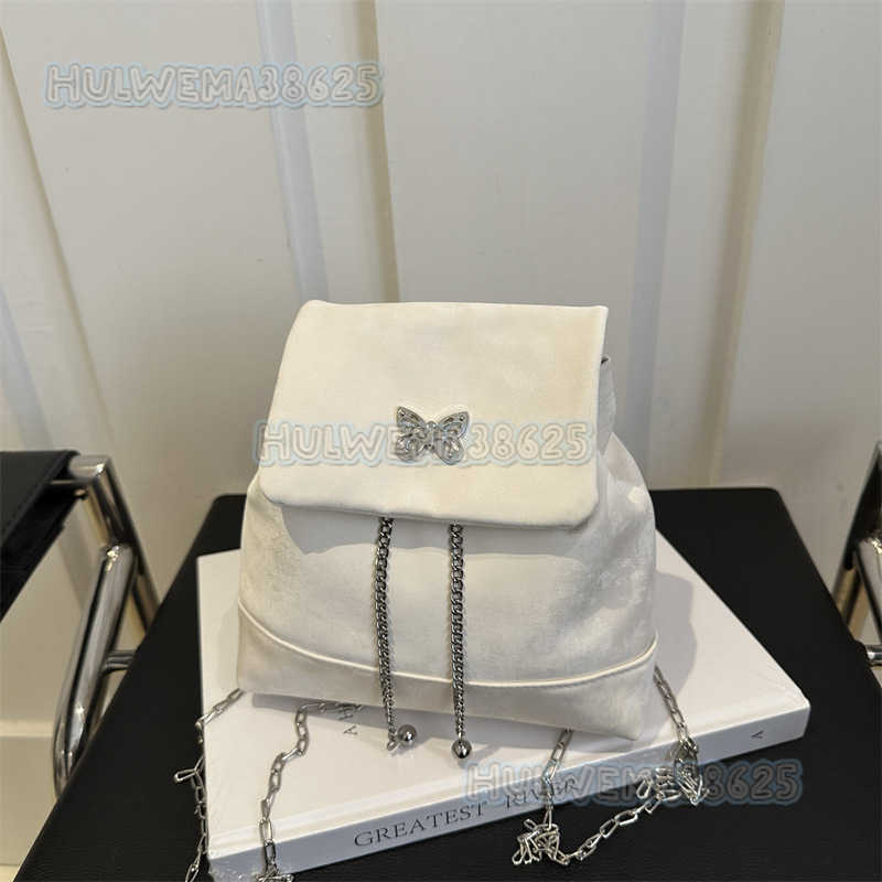 Butterfly Knot Womens Bag 2024 New Solid Color Simple Elegant Chain Fashion Niche Design Versatile Backpack H250806