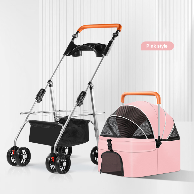 Portable Pet Stroller: Ideal for Small & Medium Dogs & Cats - Detachable Straps + Easy Folding