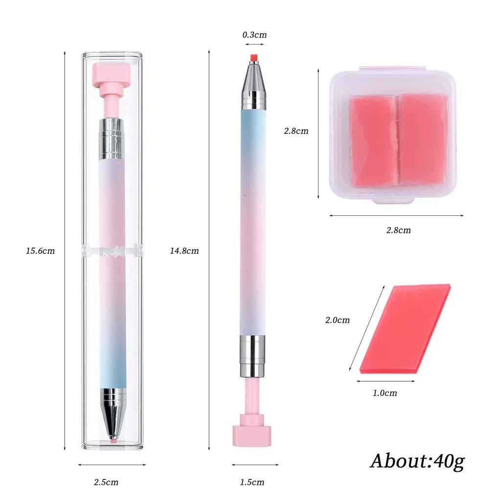 Nail Dotting Pen Tool For Rhinestone Gradient PVC Holder Diamond Suction Rotary Rhinestone Picker With 6pcs Wax Manicure Sets 250805