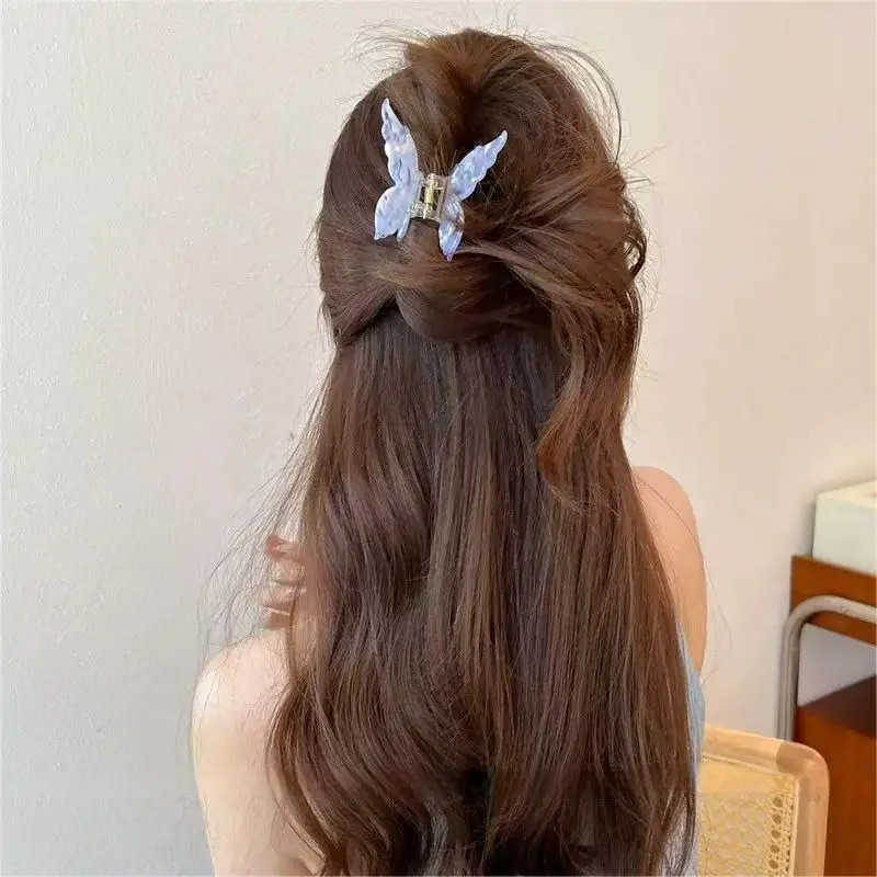 Super Fairy Three-Dimensional Butterfly Half-Tied Hair Back Of The Head Acetate Hair Clip Accessories For Women U250807
