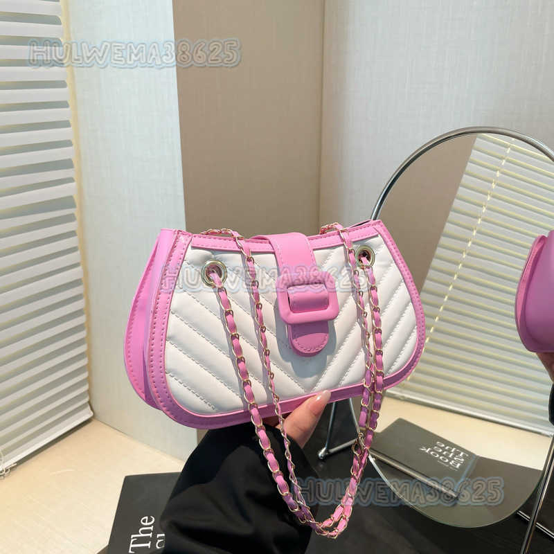 Gentle Fashion Texture Patchwork Chain Shoulder Bag for Women 2025 Spring Summer New Versatile Crossbody Bag Small Square Bag H250806