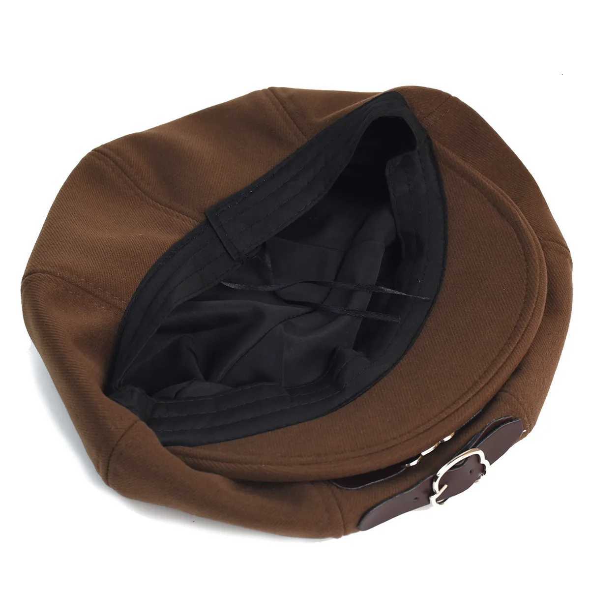 Retro Coffee Berets Hats Women Girls Buckle Design Painter Hats All-Matching Octagonal Hat Stylish Short Brim Newsboy Hats XJ250807