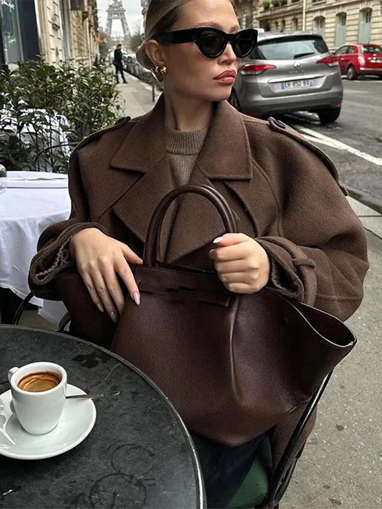 2025 Spring Short Trench Coat For Women Fashion Double Breasted Full Sleeves Lace Up Cropped Jacket Lady Vintage High Streetwear 250806