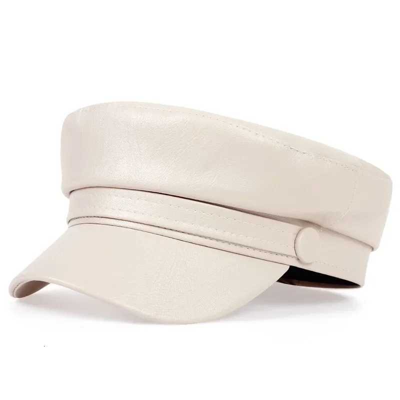 Ladies New Trend Casual PU Leather Flat Top Beret Women Men Octagon Hat Hot Sale XJ250807