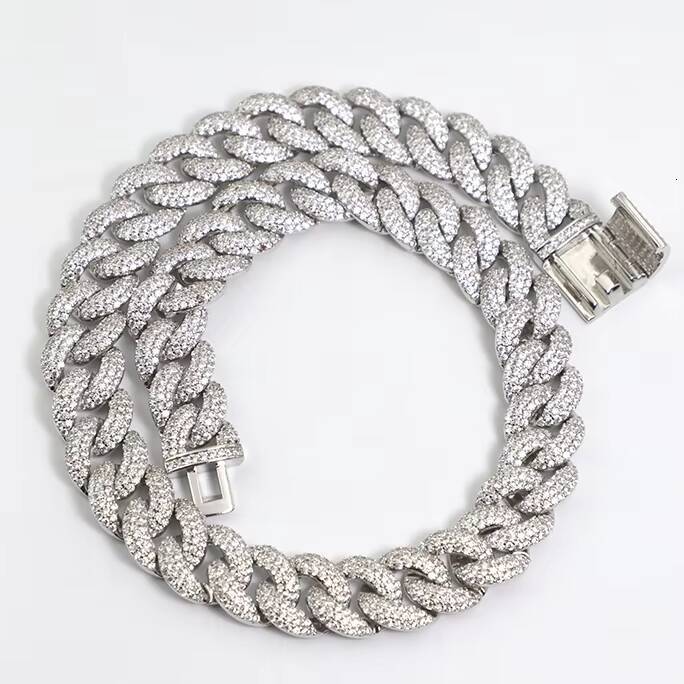 Yu Ying Jewelry Miami Cuban Chain 13mm 16mm Width 925 Sterling Silver GRA Moissanite Cuban Link Chain Hip Necklace