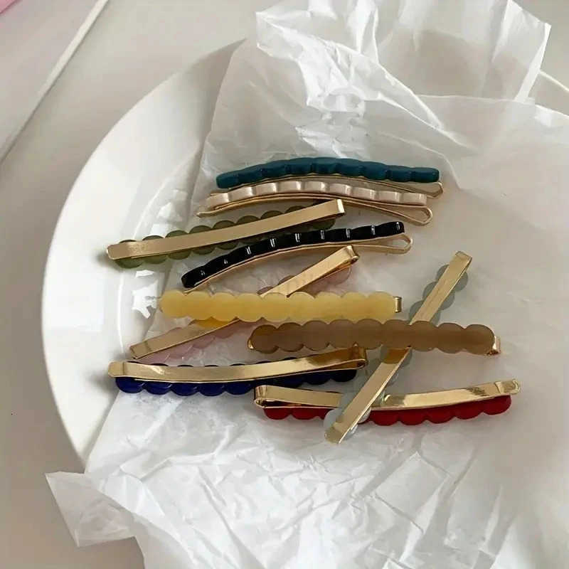 2pcs/set Cute Bobby Pins Acetate Hair Clips Side Pins Colorful Barrettes Lace Wave Geometric Hairpins Girls Women Hair Accessories U250807