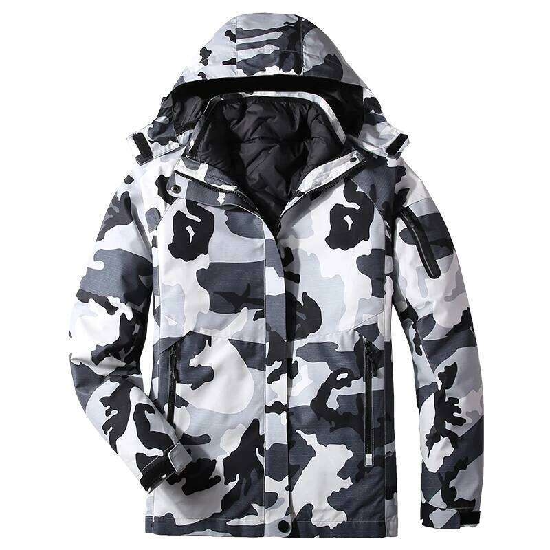 Men Thick Warm Winter Hooded Ski Duck Down Removable Liner Parka Coat Outdoors Waterproof Windbreaker Jacket
