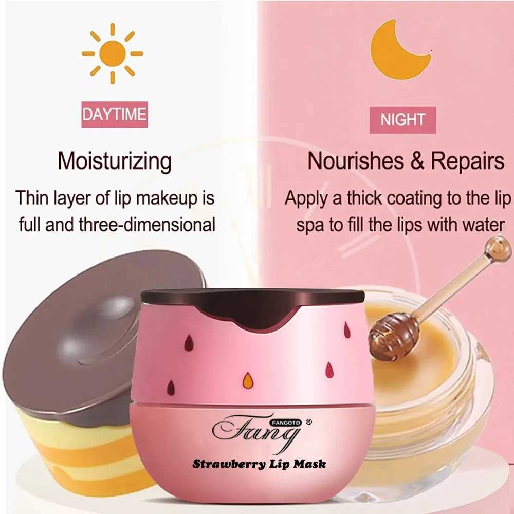 5.5g Lip Sleep Mask Night Sleep Maintenance Moisturizing Lip Gloss Bleach Cream Nourishing Lip Care Strawberry HoneyXJ250807